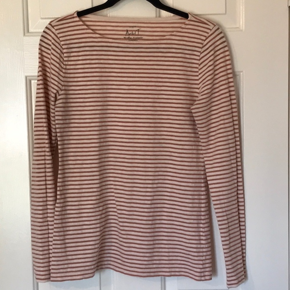 J. Crew Metallic Stripped “Artist T” Top Medium - Picture 2 of 8
